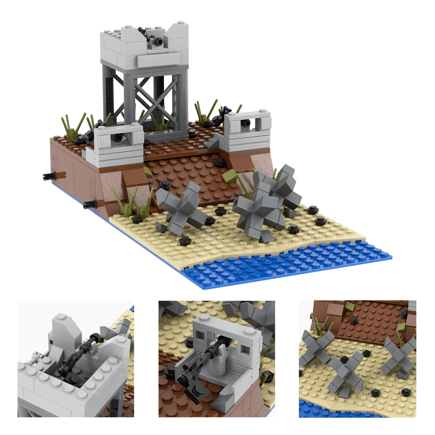 231PCS MOC5075-B WW2 Military Wars Highland Watchtower Bunkers Sentry Observation Tower Building Blocks sets Toys Weapons Army