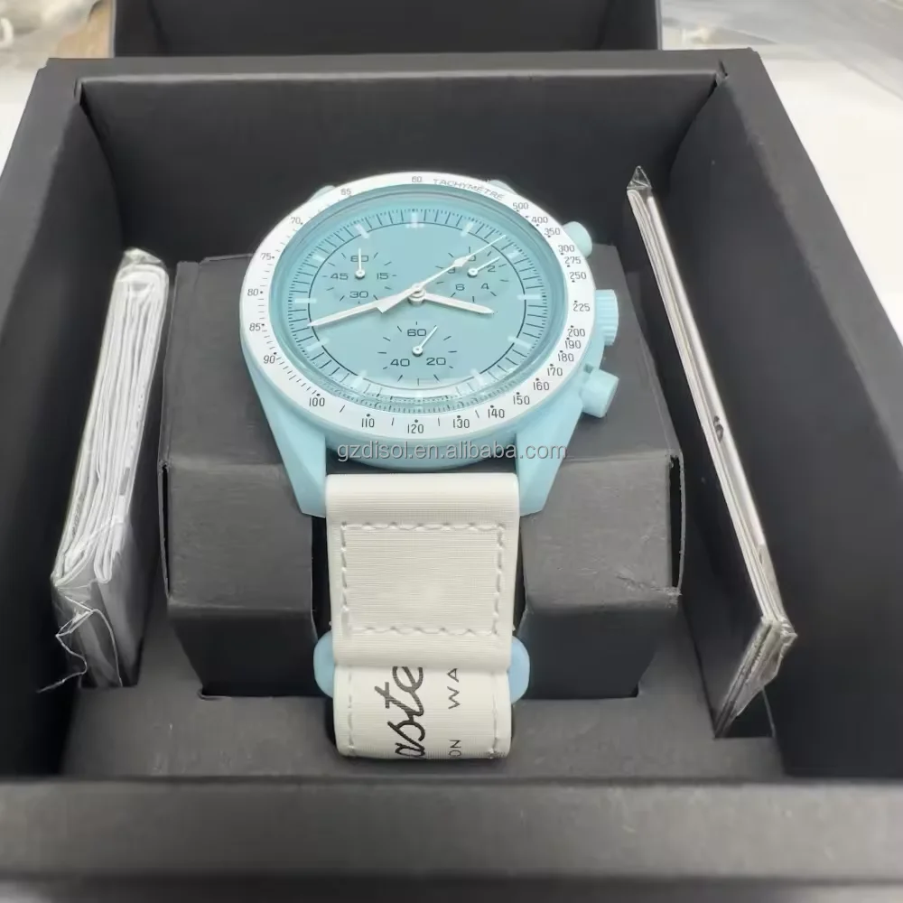 Reloj Hombre Relogio 40mm Dial Plastic Case Canvas Strap Explore Moon Sun Quartz Smart Watch for Men with Box Thanksgiving Gift