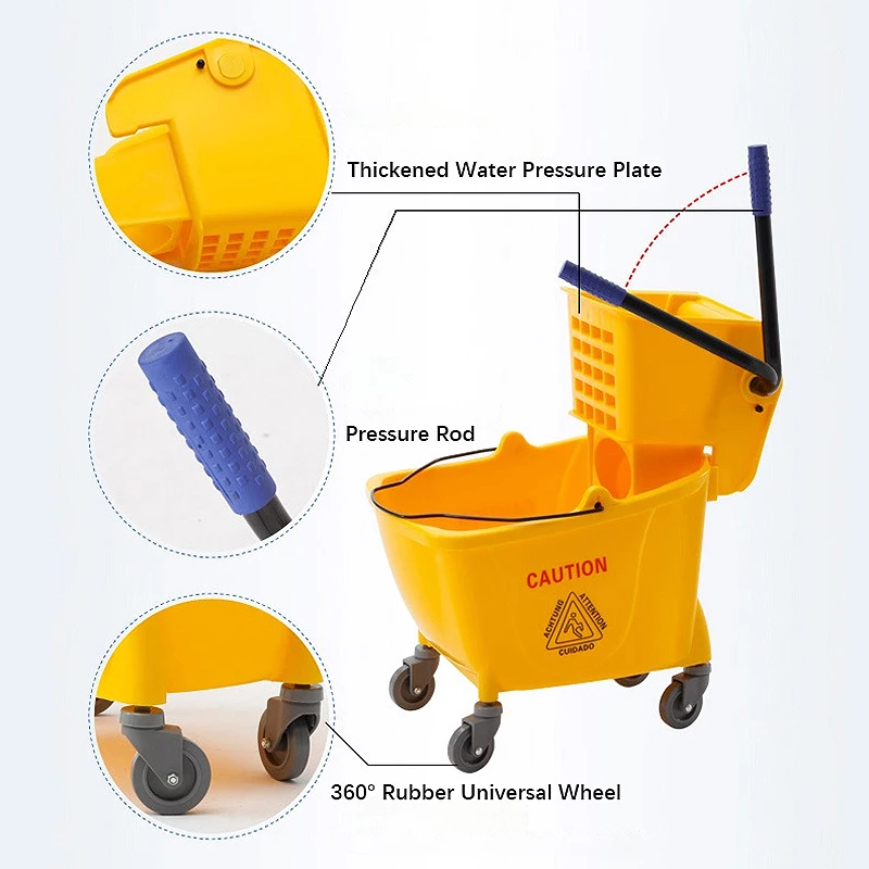 26L Cleaning Supplies Industrial Mop Bucket Mop And Bucket With Wringer Set Cleaning Bucket
