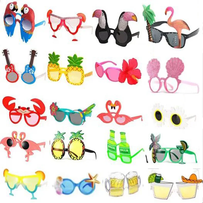 Фламинго Гавайские солнцезащитные очки для тропической вечеринки товары бассейна пляжные украшения забавные с акулой и крабом реквизит фото