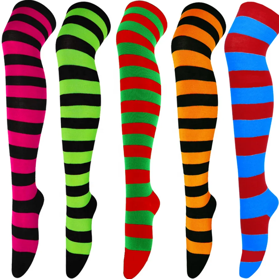 Wholesale High Quality Striped High Knee Socks Women Sexy Stockings Lady Christmas Long Socks for Girls Cosplay