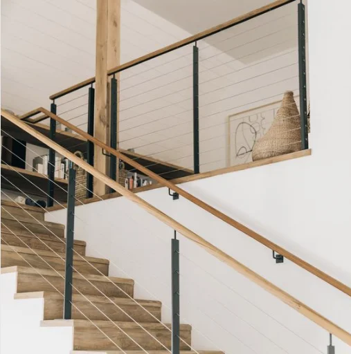 Indoor Railing Cable Column Steel Balustrade Handrail Exterior Brushed Vertical Wire Post Cable Railing Stair Handrail