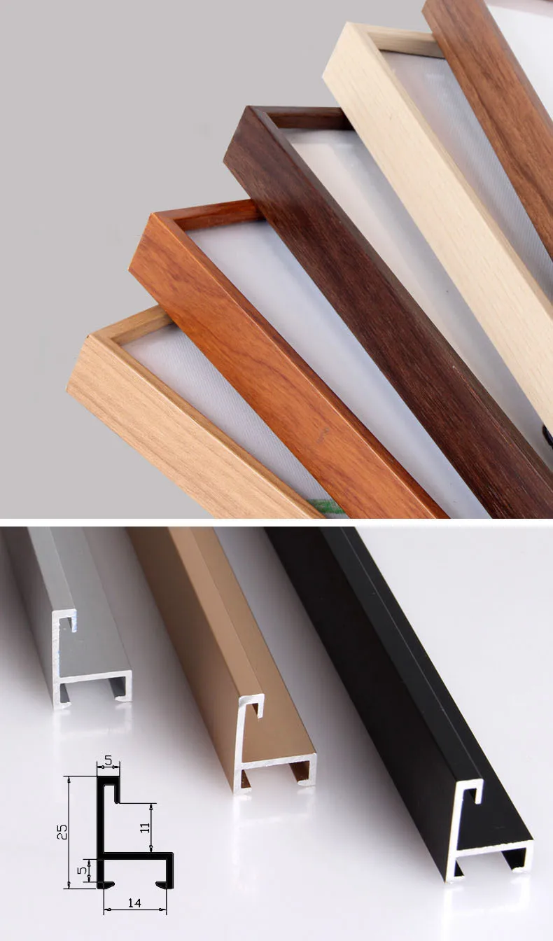 Customized 8x10 Inch Metal Picture Frame, Aluminum Gold Photo Frame for Picture Diy Assemble Wall Hanging Frame