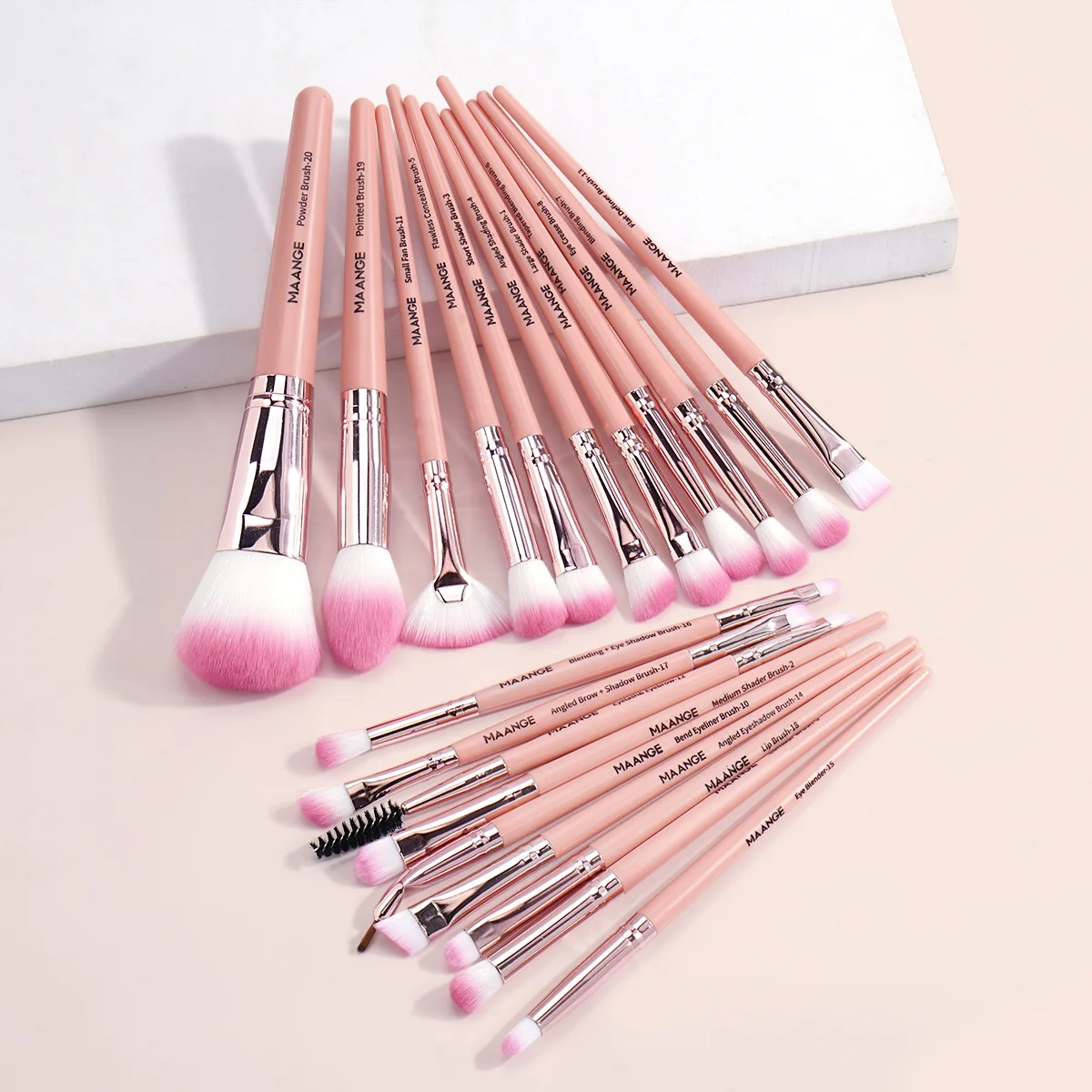 MAANGE Factory Direct Pink Makeup Brushes for Foundation Blusher Eyeliner Best Beauty Tools for Face Blending Cosmetics