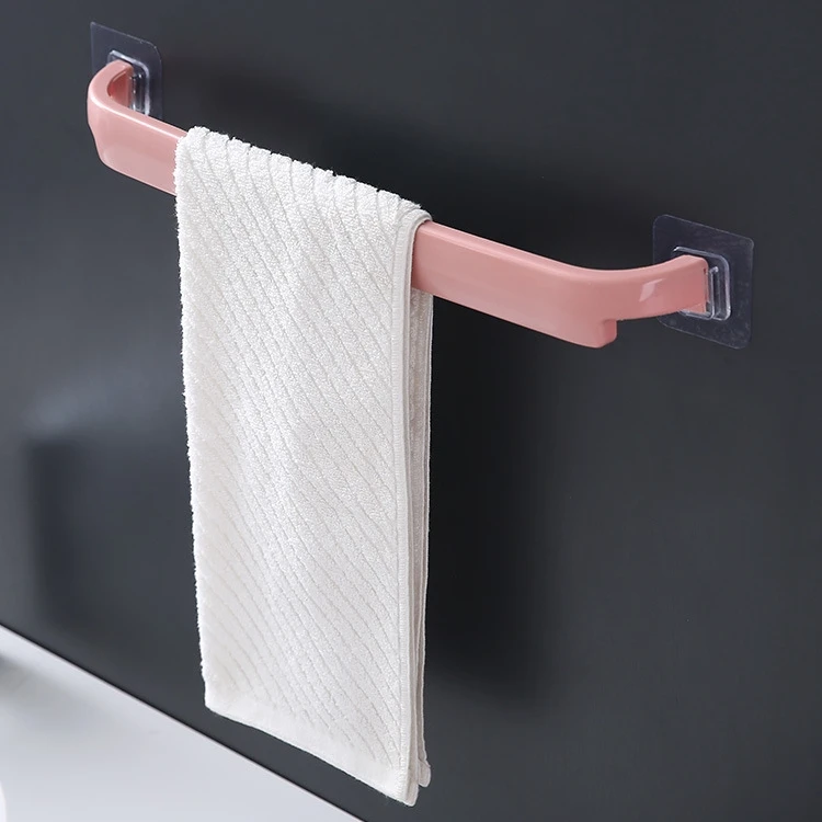 Towel Holder Self-adhesive Bathroom Towels Rack Washhand Hanger  Rail Bar Kitchen Storage Accessories