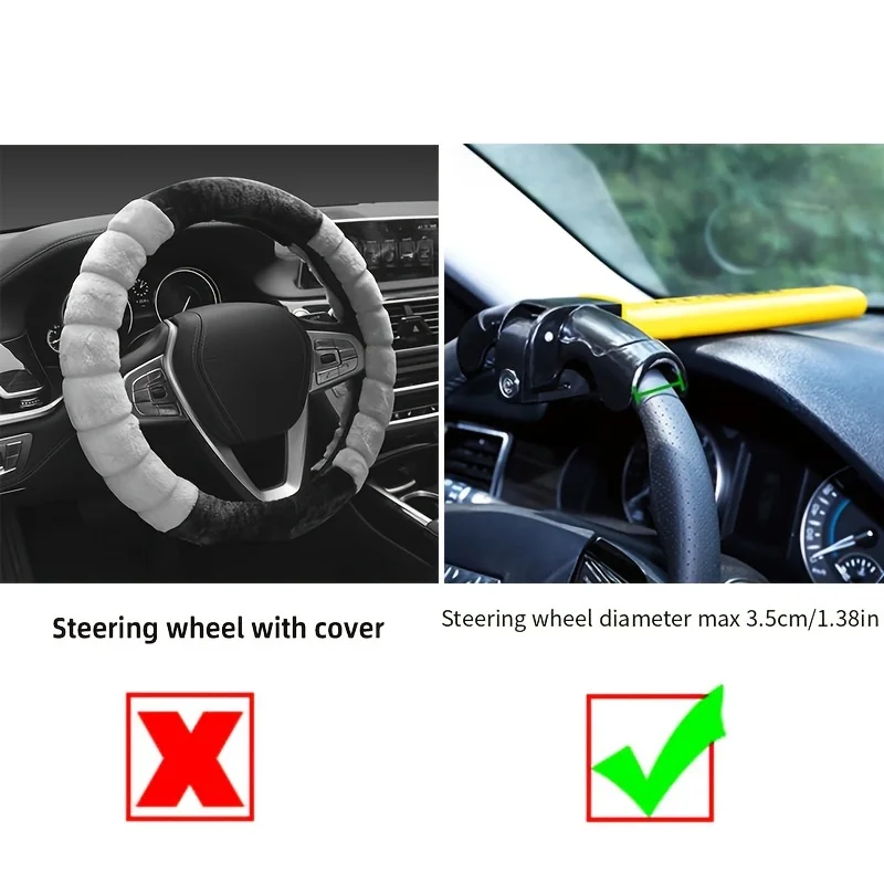 Universal Security Anti Theft Retractable Heavy Duty Car Steering Wheel Lock with 2 Keys