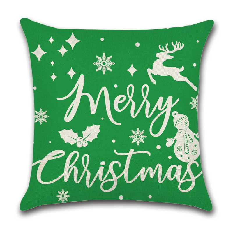 High grade Paragraph Christmas holiday festival festival celebration on green element flax home sitting room pillow case covers