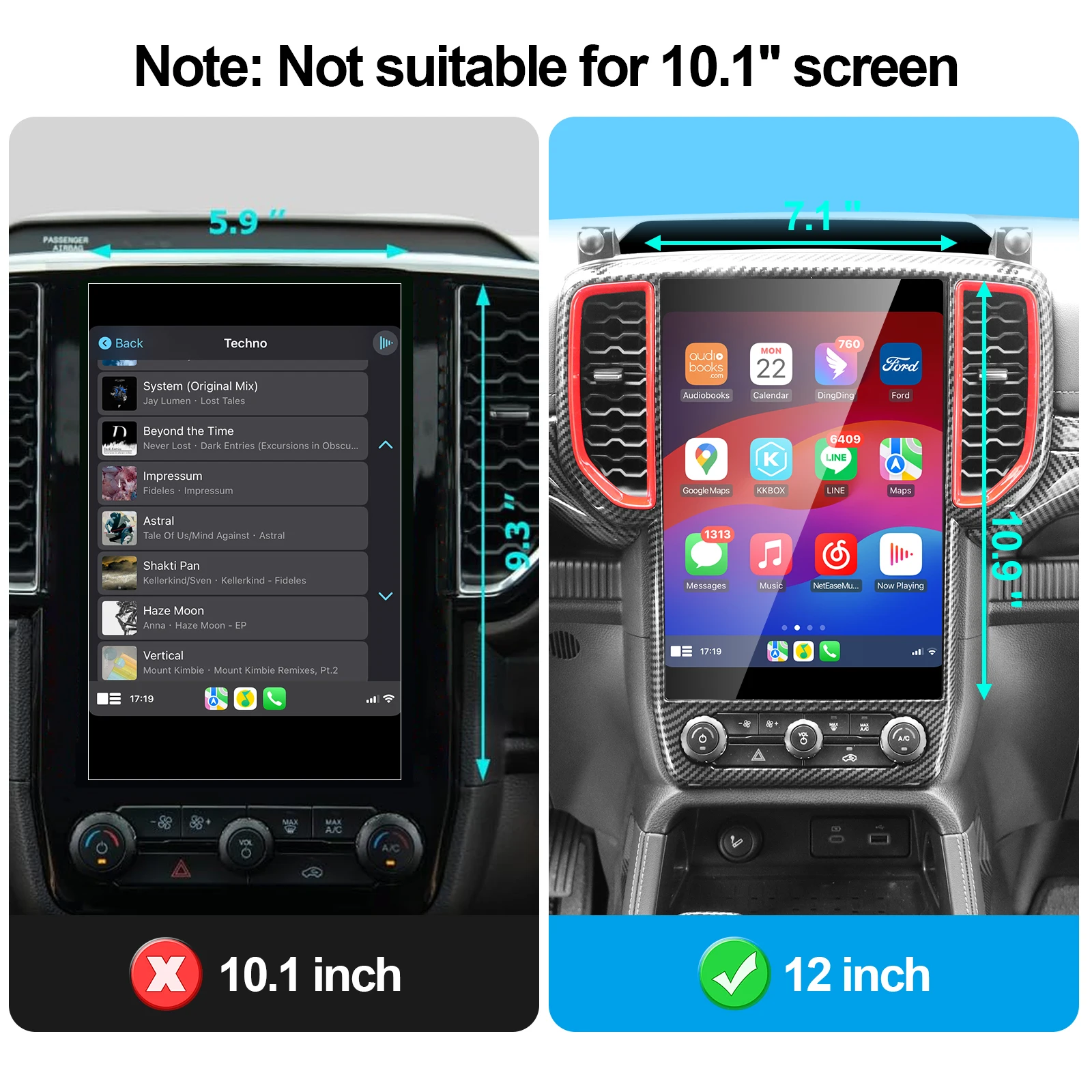 Center Console Cover Compatible with 4x4 Ford Ranger 2023 2024 Armrest Protector Interior Accessories