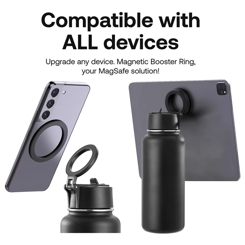 2024 Magnetic Water Bottle with phone holder Vacuum Water sports flask for Gym Top With Magnet Cell Phone Mount Stand