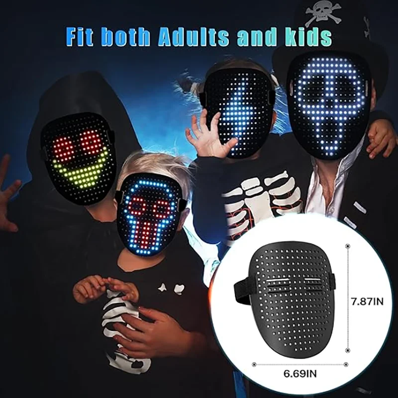 Neon Scary Light Up Skull Ghostface Halloween Terrorist Mask Cosplay Party LED Face Masks for Halloween Men Women Mask