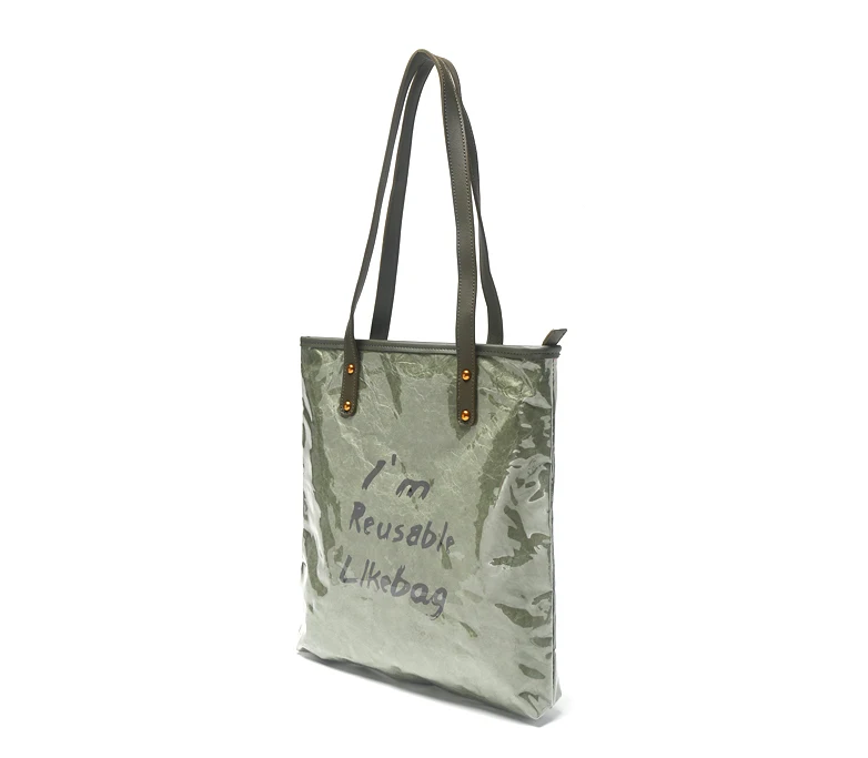 
Original Luxury Washable Kraft Paper&PVC Tote Bag Handbag With Leather Straps large handbags for women 2020 