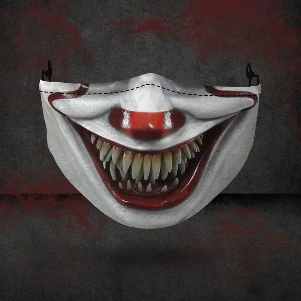 Mouth Mask OEM Scary Design Washable Recyclable Halloween Party Masks Acceptable Polyester 1 Color 22.5cmx13.5cm Muliti Colors