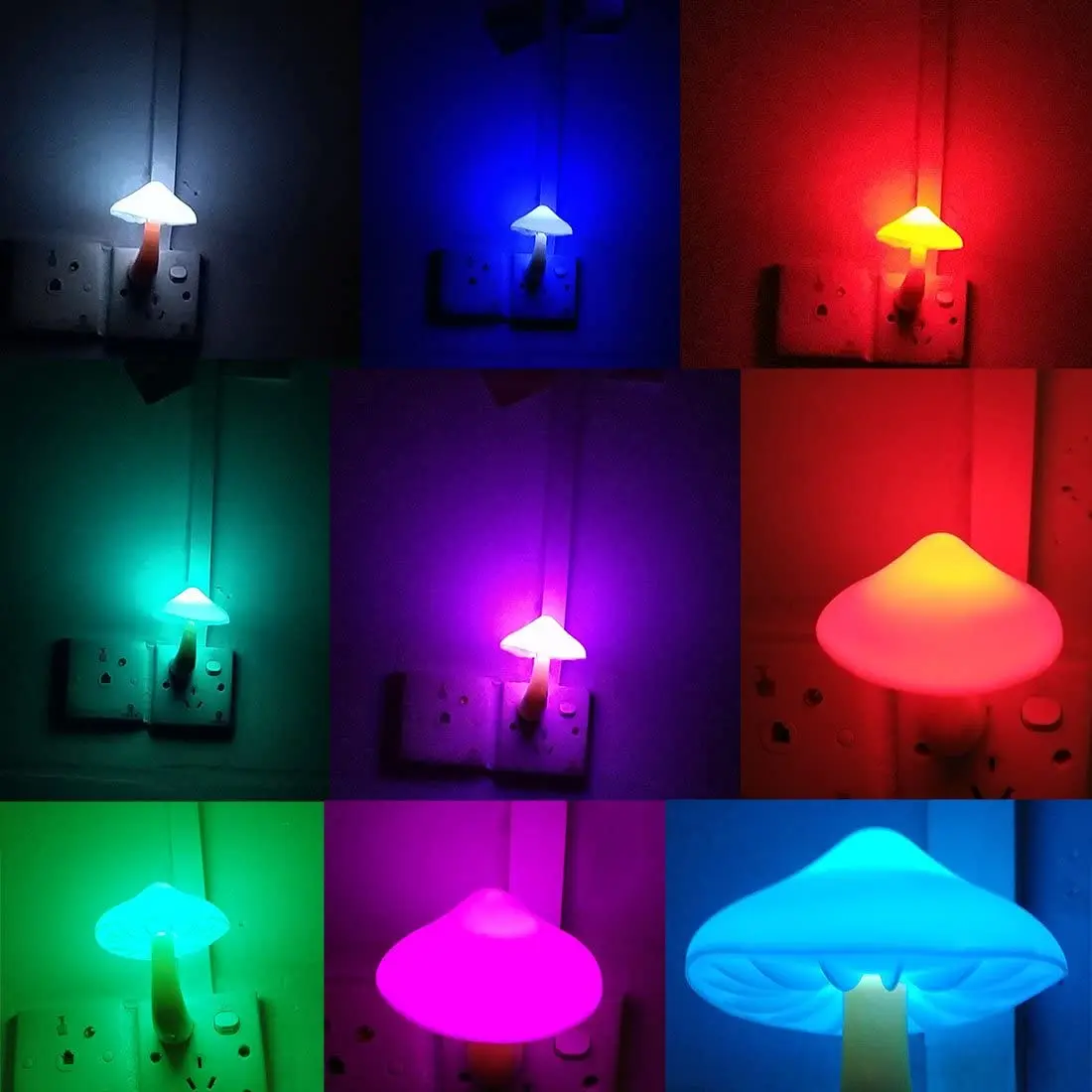 High Quality baby Sensor bedroom decor LED Colourful Plug in Mushroom Lamp kids Night Lights