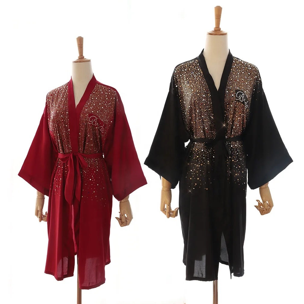 В наличии Свадебный халат черный красный роскошные кристаллы свадебная одежда для невесты 2021