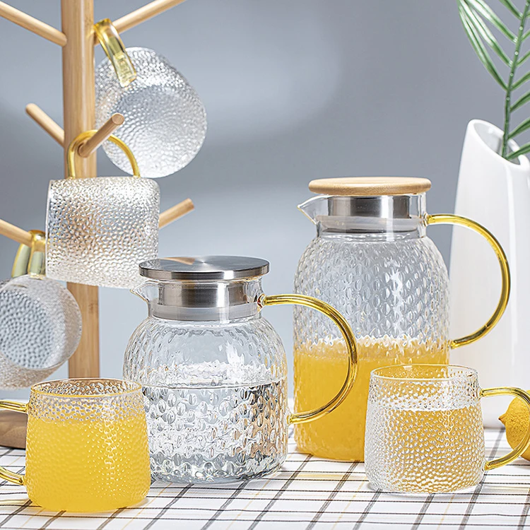 Wholesale Biggest Volume Teapot 1.9L 64oz Teapot with Yellow Handlebar Teapot with Cup Sets