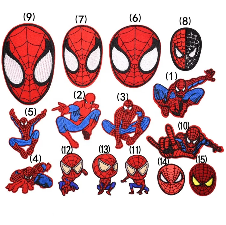 Лидер продаж, вышитые нашивки с мультяшным рисунком Человека-паука с термоклейкой подкладкой