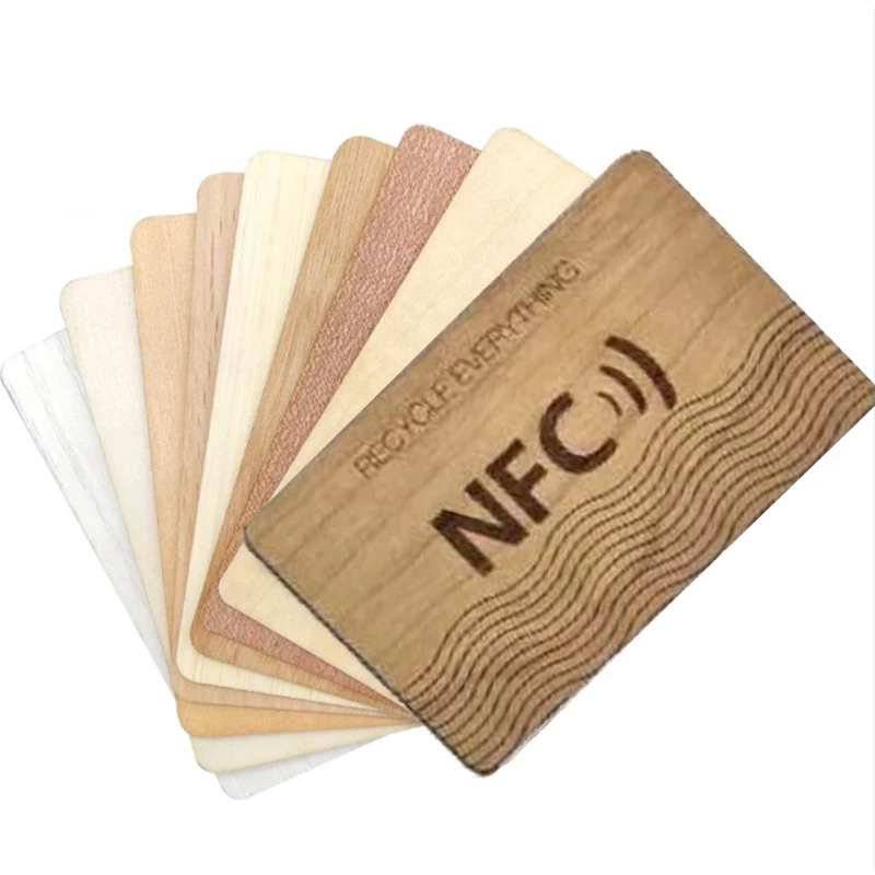 Customized Eco friendly Material Bamboo Wooden Rfid Card 13.56mhz  Laser Engraved Nfc Wood Access Control Card