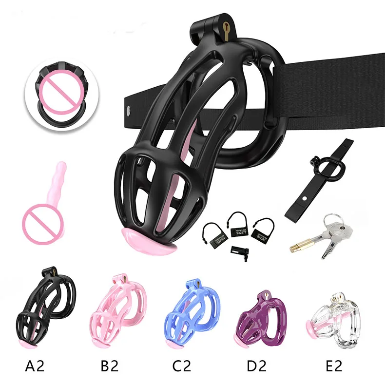 Wearable Plastic Male Chastity Lock Device Penis Cock Cage Body Bondage SM Adult Sex Toys