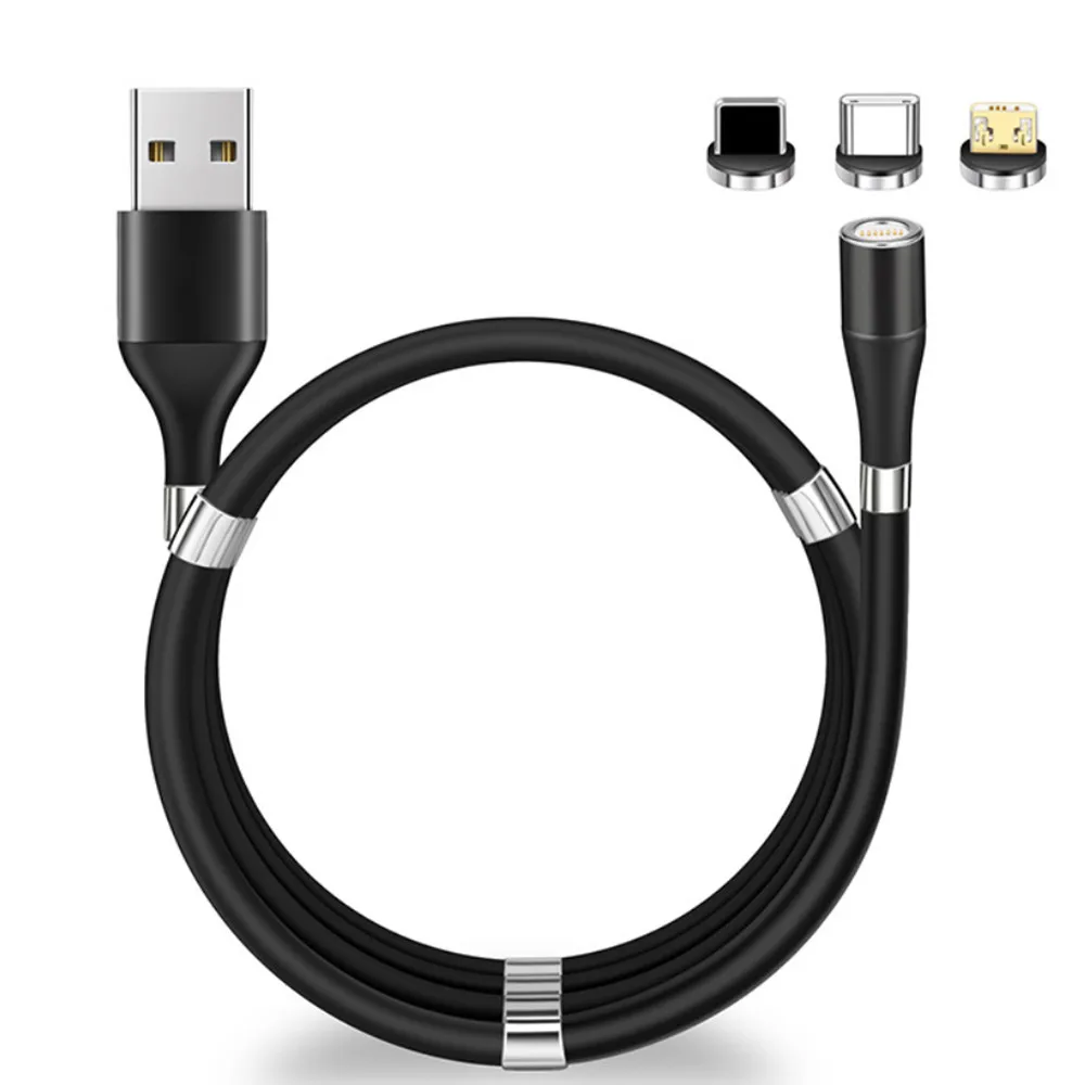 
3A Magnetic Micro USB Type C Data Cable For iPhone Samsung Huawei Xiaomi 9 with Magnet Organizer Magic Charging Cord 