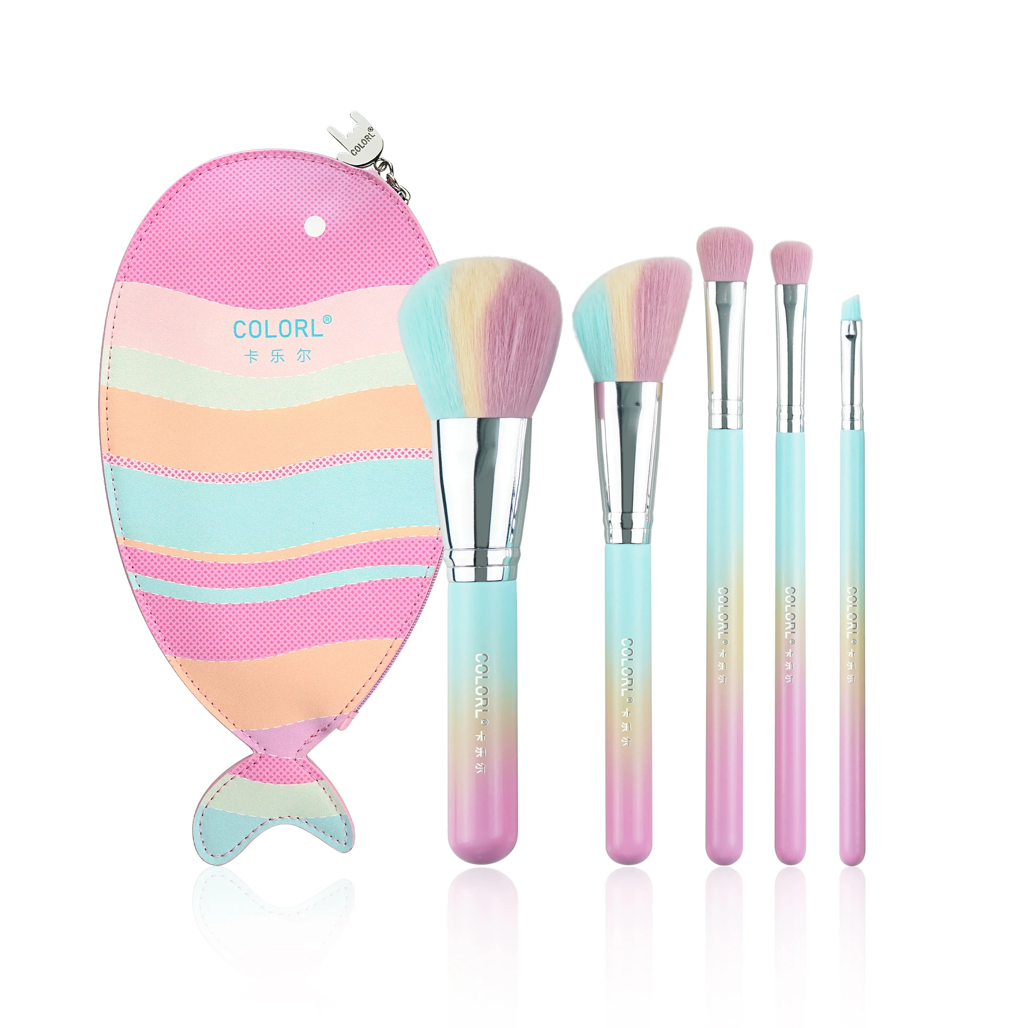 Manufacturer Supplier 10 Pieces Rainbow Gold Set Waterproof Foundation Makeup Brushes Custom Logo