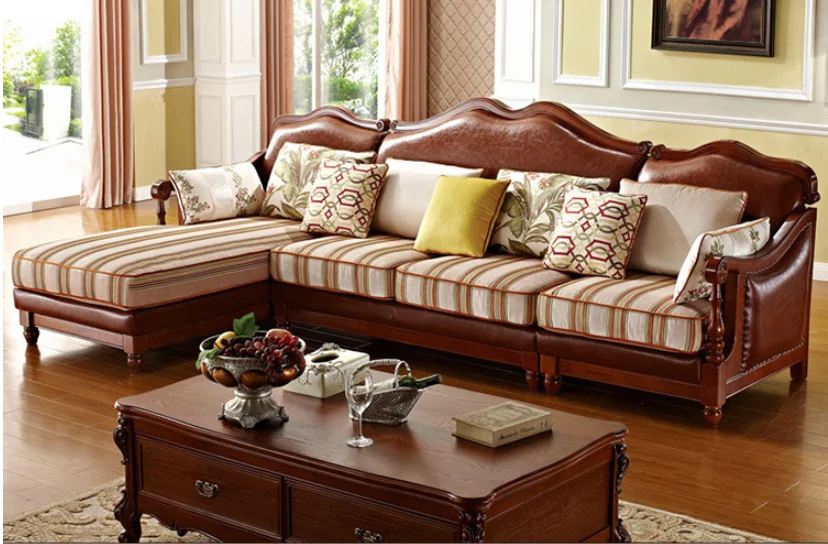 Customized Strong And Durable American Style New Classical Leather Corner Sofa
