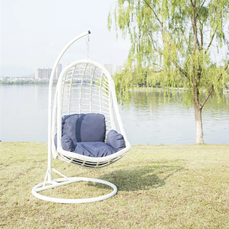 Hanging Curved Chaise Lounge Chair Swing for Backyard indoor outdoor Patio Porch hammock durable wicker rattan weave metal frame