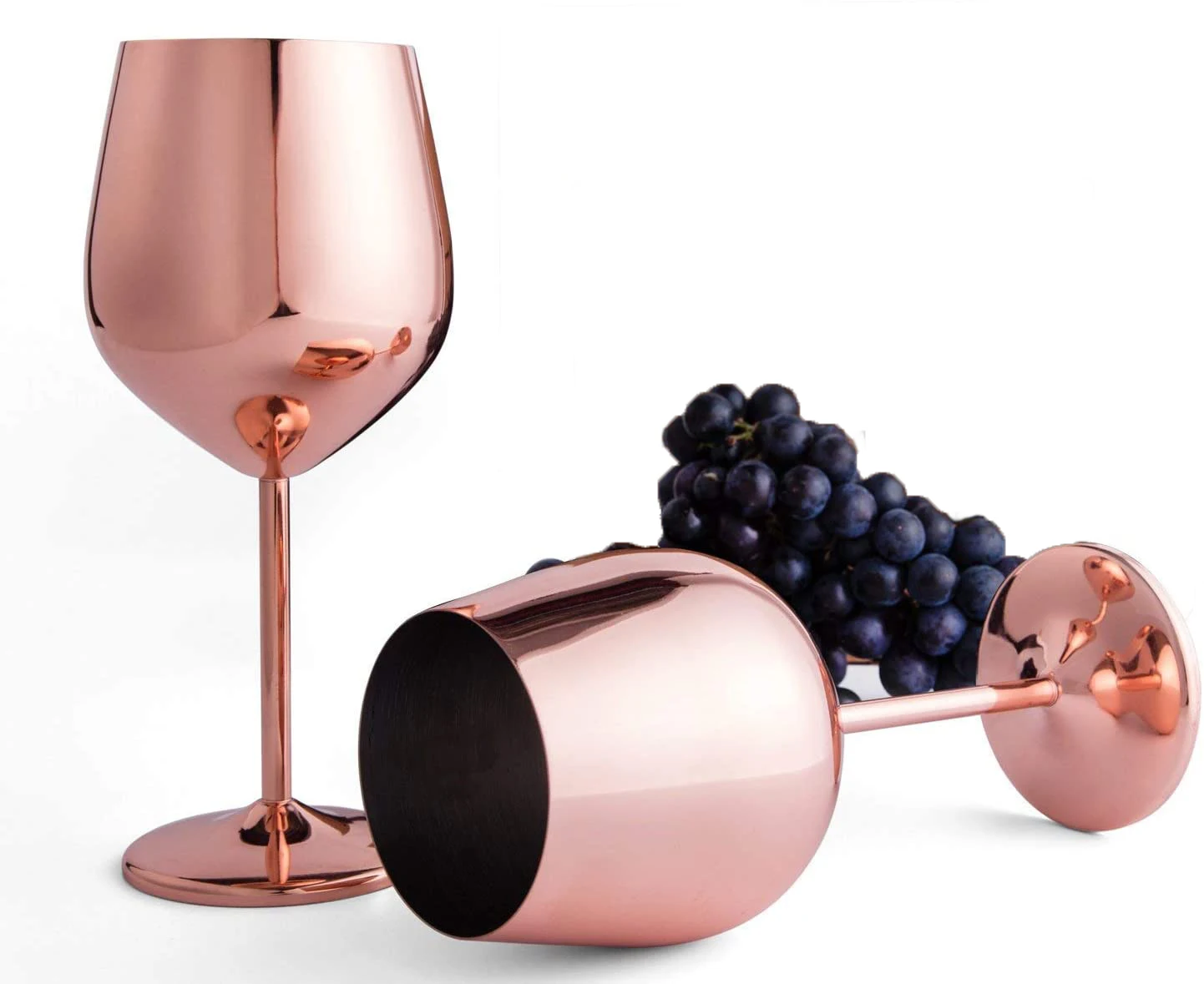 Бокалы для вина из нержавеющей стали, 550 мл, небьющиеся бокалы для вина с медным покрытием, набор из 2 предметов