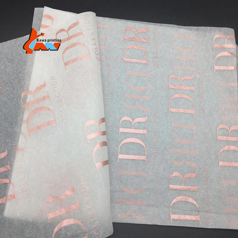 Rose gold custom logo printed design paper silk branded tissue gift wrapping paper for packaging