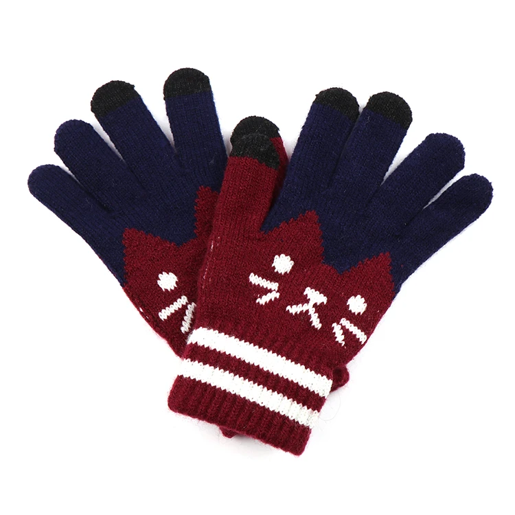  Knitted Acrylic Touch-screen Gloves Winter glove with Jacquard logo for Adults outdoor Use Touch