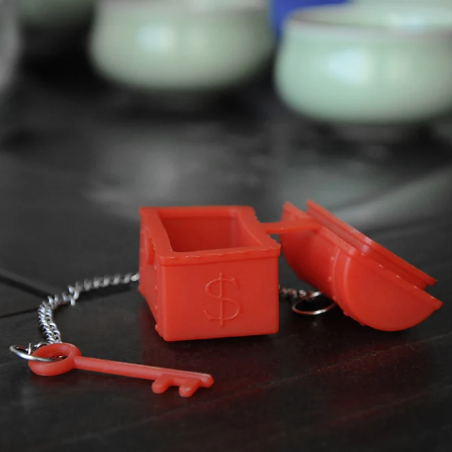 FL- Factory pirate adventure treasure chest box silicone reusable loose leaf tea infuser strainer ball infusor