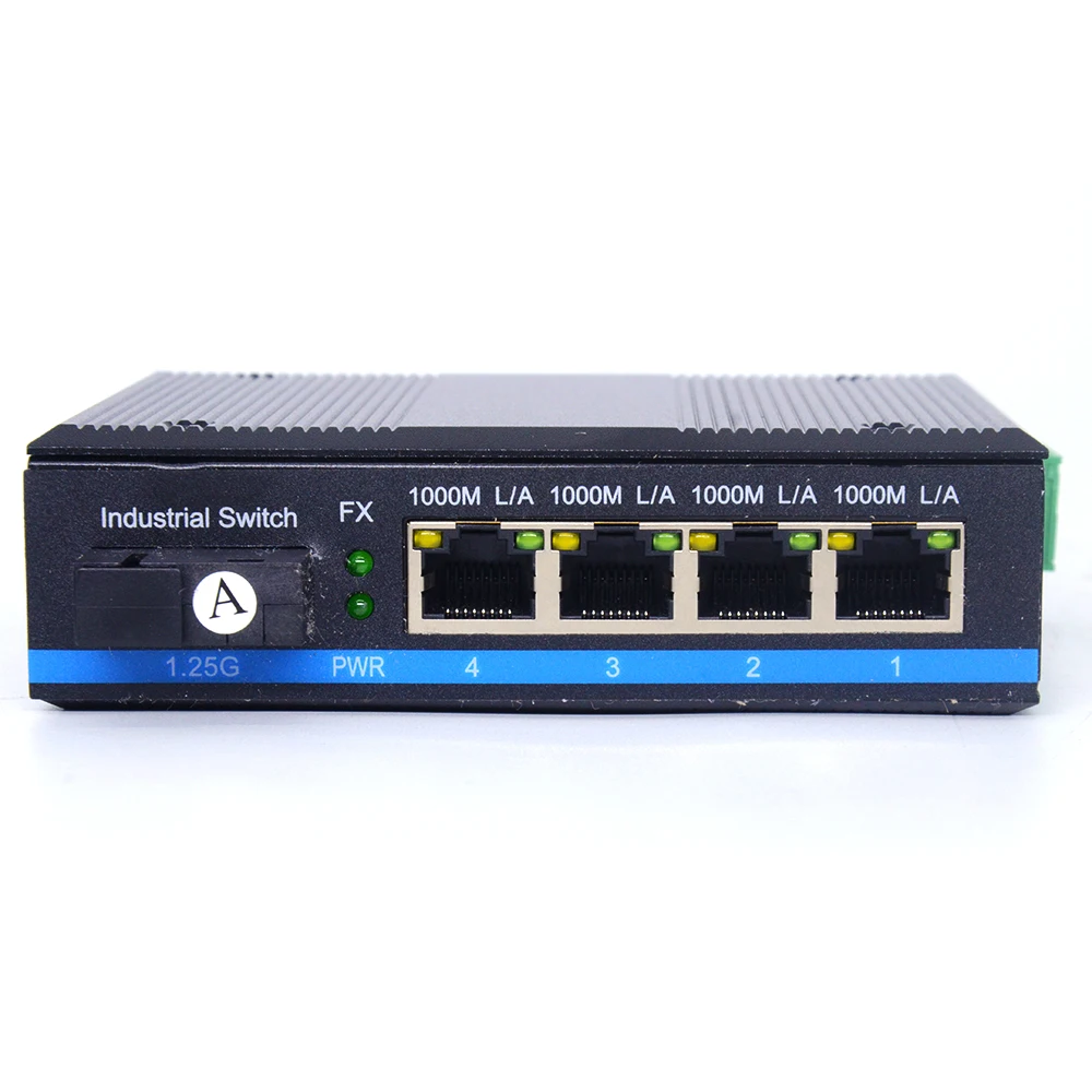 MT-GYJ1005 4 1000M electrical ports +1 1000M FX optical port IP40 industrial Ethernet switch