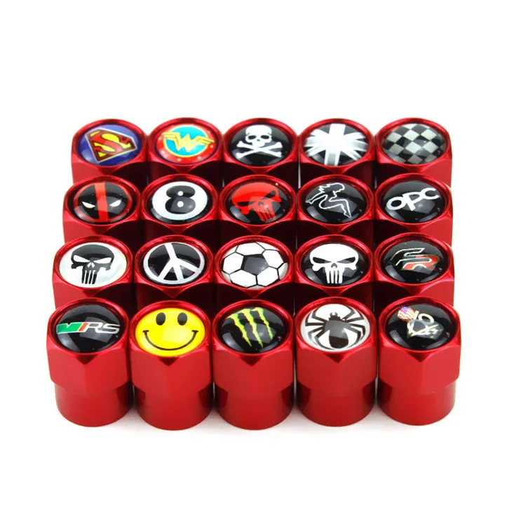 
4Pcs Silver Metal Car Wheel Tire Air Valve Caps Stem Cover with Color Brand Logo 