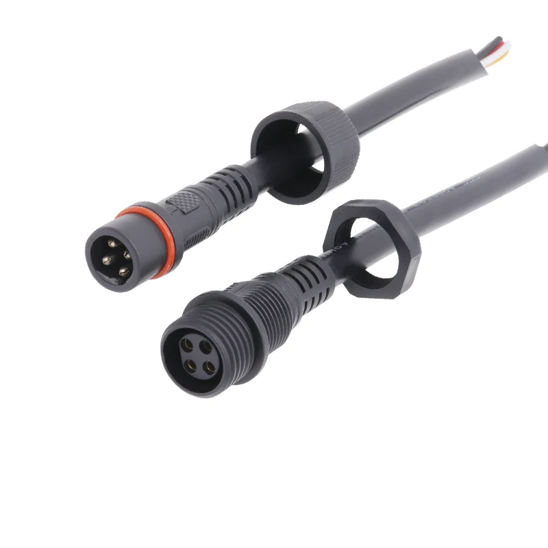4PIN Waterproof Plastic Round PVC female panel Mounted M19 4Pin Led Connector IP65 Customized Terminal Wires Cable End