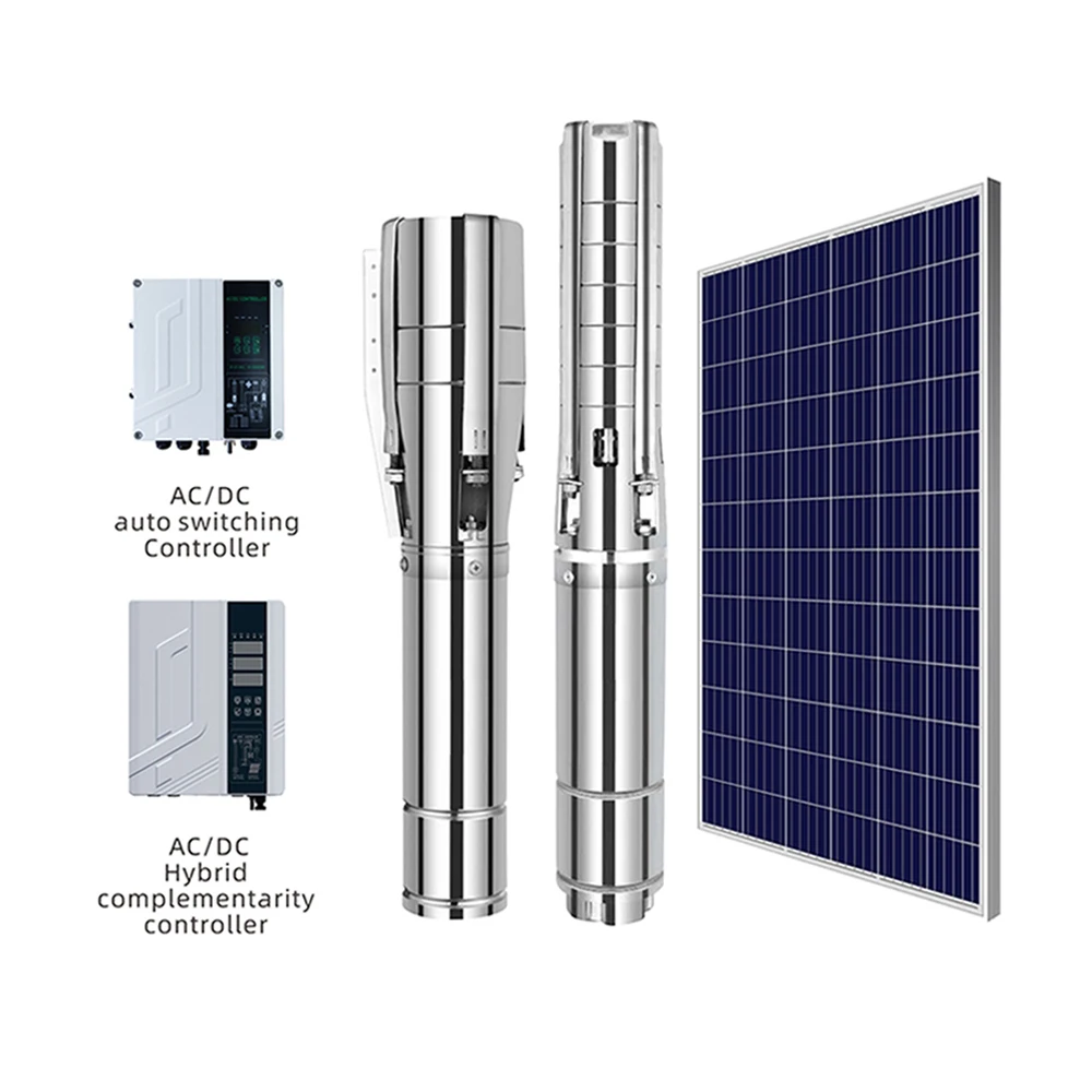 High head 255m 2200w ac dc solar submersible water pump