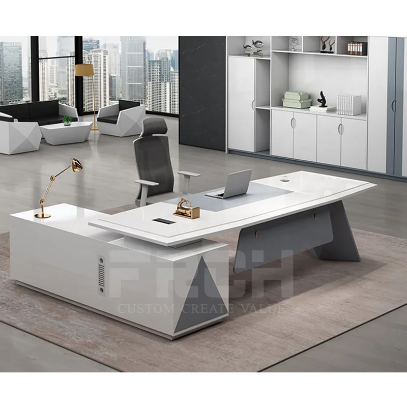 ceo L shape luxury pc table computer boss manager wooden executive office desk furniture modern
