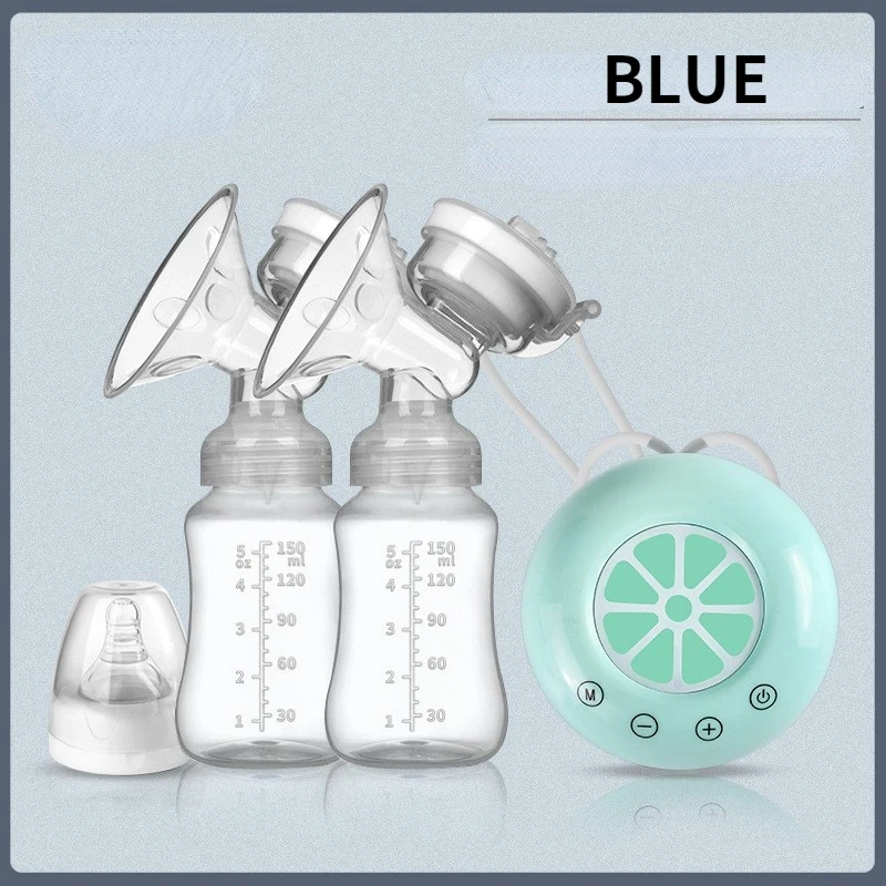 Food Grade BPA Free Baby Feeder Double Suction Breast Massager Hands Free Breast Pump with Feeding Bottle