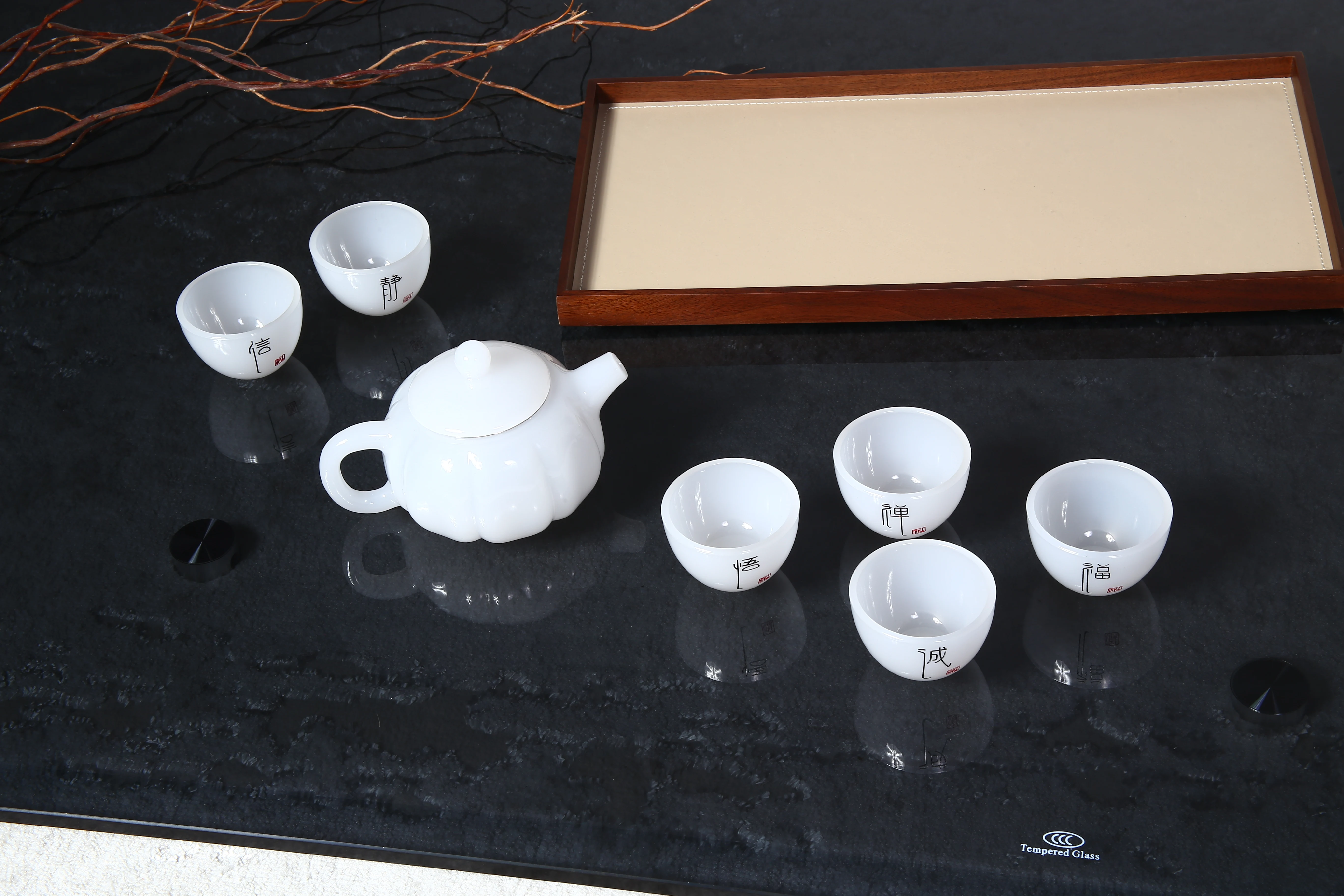 High Quality Luxury Oriental new Design Fine bone china Floral Designs 6pieces Tea Pot Cup  Set Ceramic Tea Set