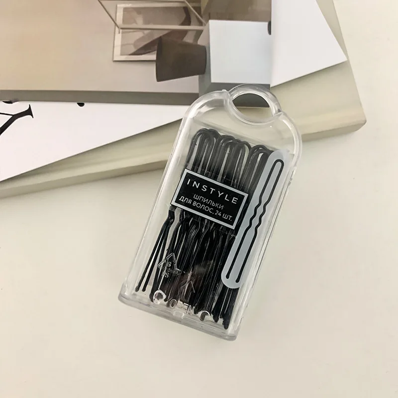 24pcs/box Wholesale black bobby pins simple hairpin invisible disc kid hair headdress