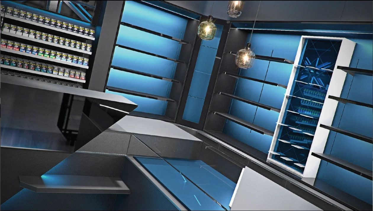 Smoke Shop Glass Showcase Interior Design Tobacco Shop High Quality Display Cabinet