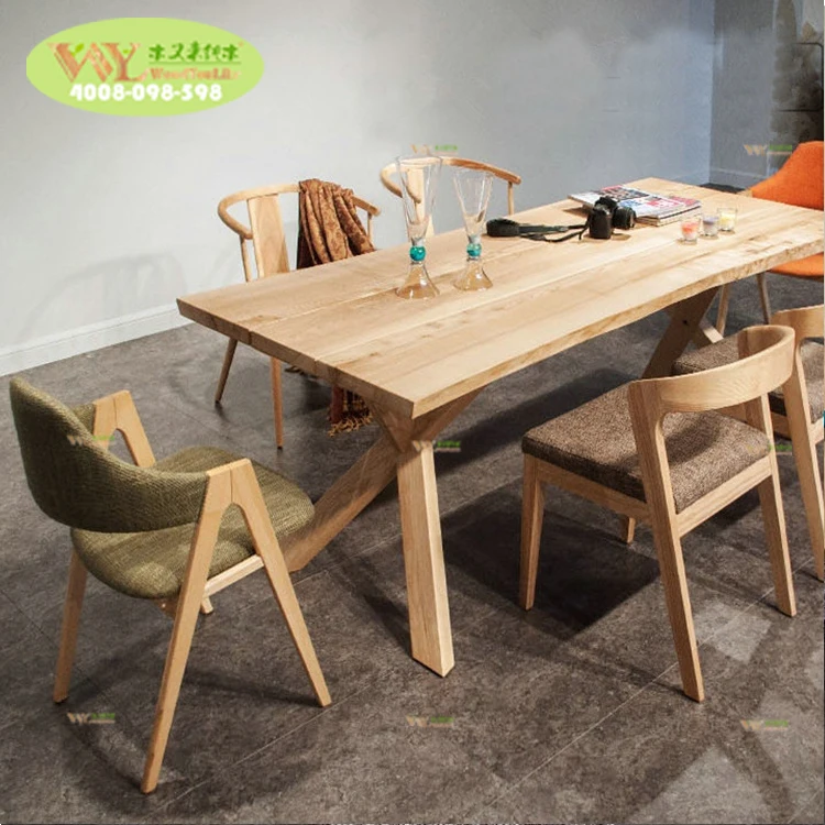 Modern solid wood oak live edge slab dining table /european white oak wood dining table with natural edge