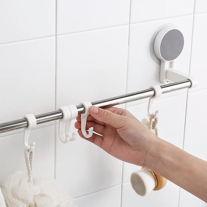 Wall-mounted foldable houseware accessories plastic towel rack holder self adhesive for bathroom and kitchen