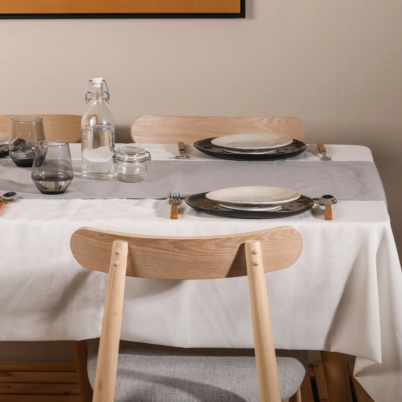 Solid Woven Waterproof Poly-linen Christmas Dining Table Runners for Dinning Room Decoration