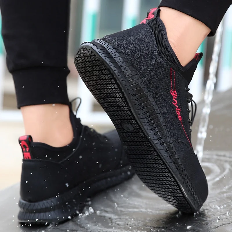 GUYISA 2020 Fast Shipping Winter Cotton Waterproof Leather Steel Toe Anti Slip Work Safety Shoes for Men Women