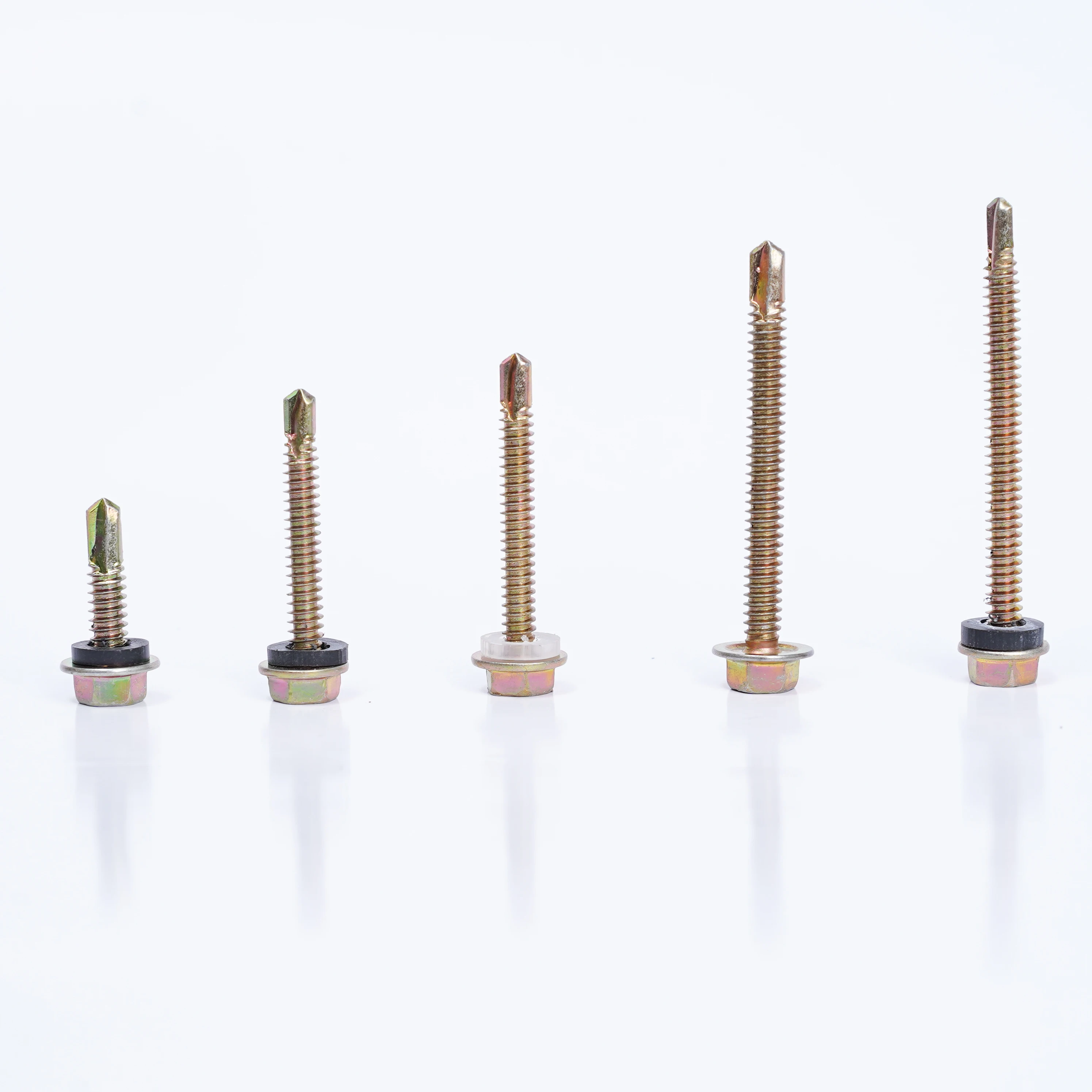 metal stainless steel self drilling screw Yellow White Zinc Self Drilling Tek Screw with pvc rubber washer for roof