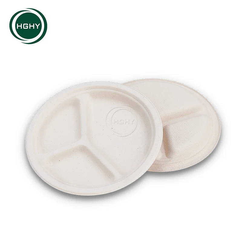 Eco-friendly Biodegradable Compostable Sugar Cane Plate Sugarcane Pulp Bagasse Plate Tableware