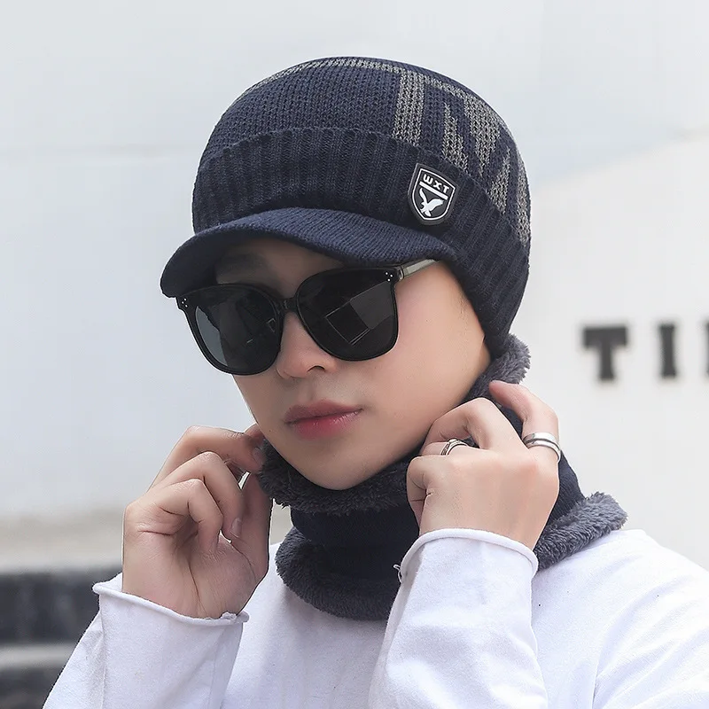2023 New Fashion Mens Winter Hats and Scarves Beanie Knit Scarf Hat Set