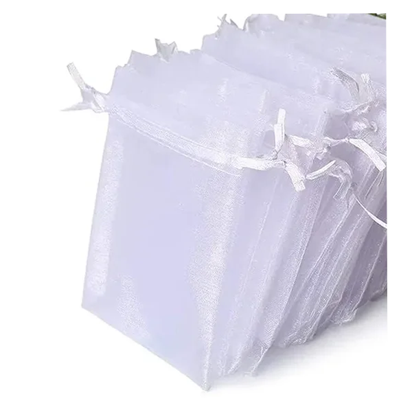 Custom Logo Mesh Organza Pouches Candy Bags Large Green Organza Gift Bag