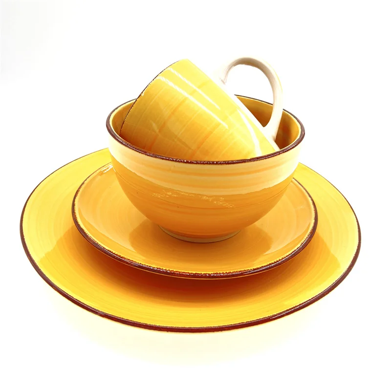 European style reactive glazed ceramic tableware reactive glaze stoneware dinnerware set 16pcs