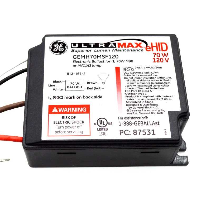 120VAC 50/60 Гц 0.68A HID PF 0 9 70 Вт 87531 GEMH70 MSF 120 металлический галогенид электронный балласт PC