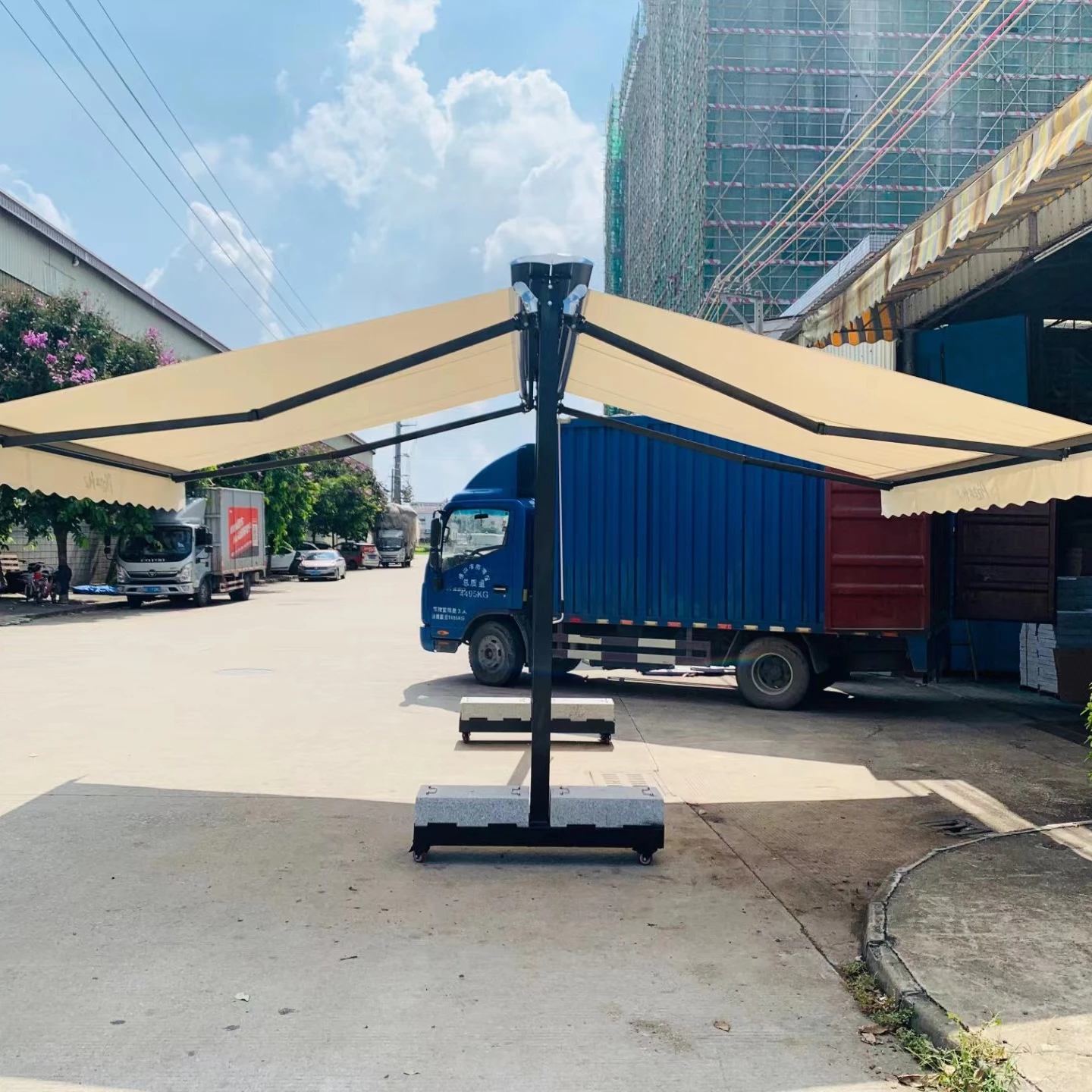 OEM large Outdoor Retractable caravan 270 Awning tent outdoor windows Canopy Full Cassette Motorized patio double open Awning